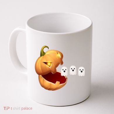 Funny Halloween Pumpkin Eating Ghost Coffee Mug