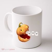 Funny Halloween Pumpkin Eating Ghost Coffee Mug thumb 0
