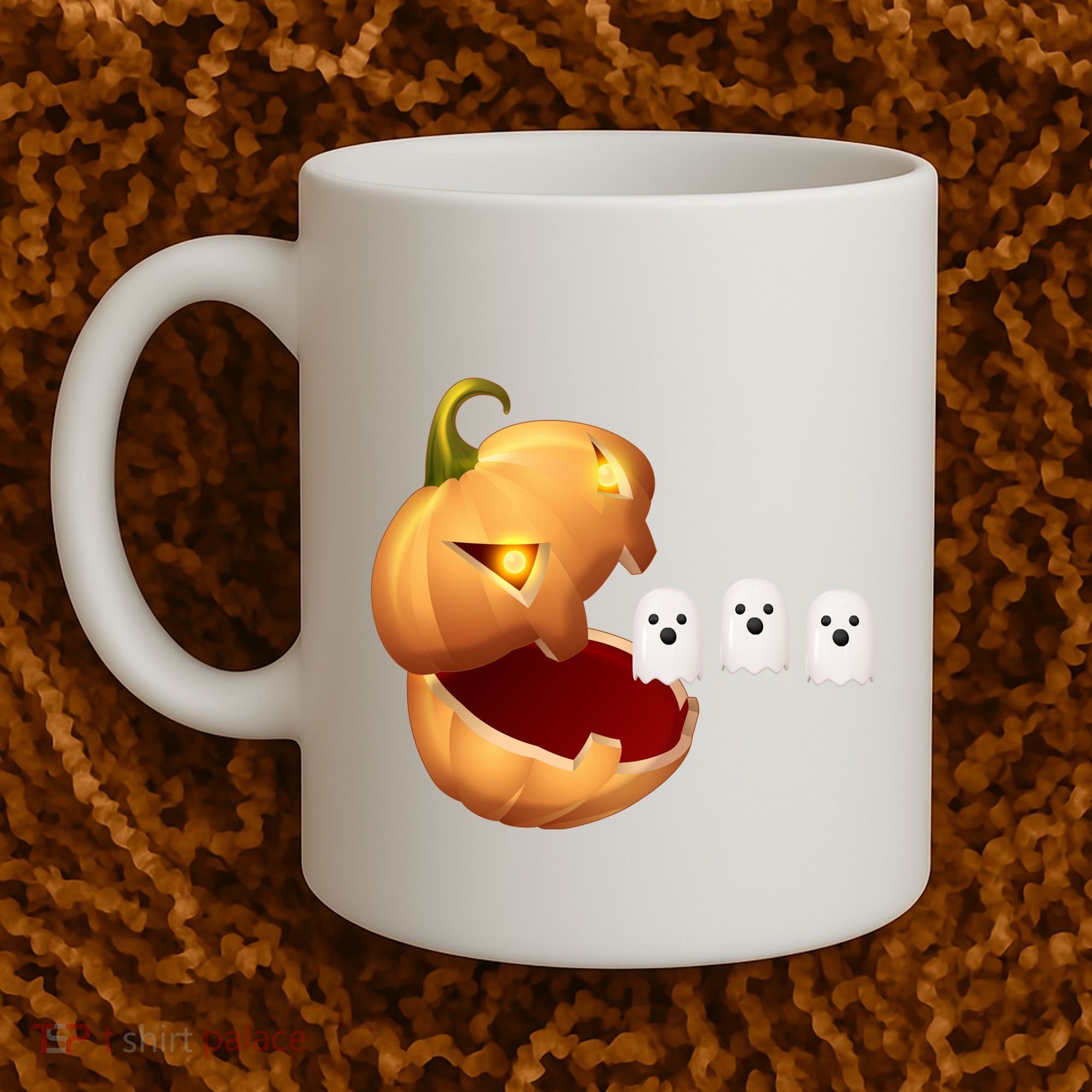 Funny Halloween Pumpkin Eating Ghost Coffee Mug