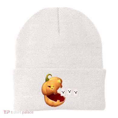 Funny Halloween Pumpkin Eating Ghost Beanie