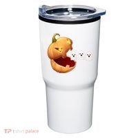 Funny Halloween Pumpkin Eating Ghost Tumbler thumb 0