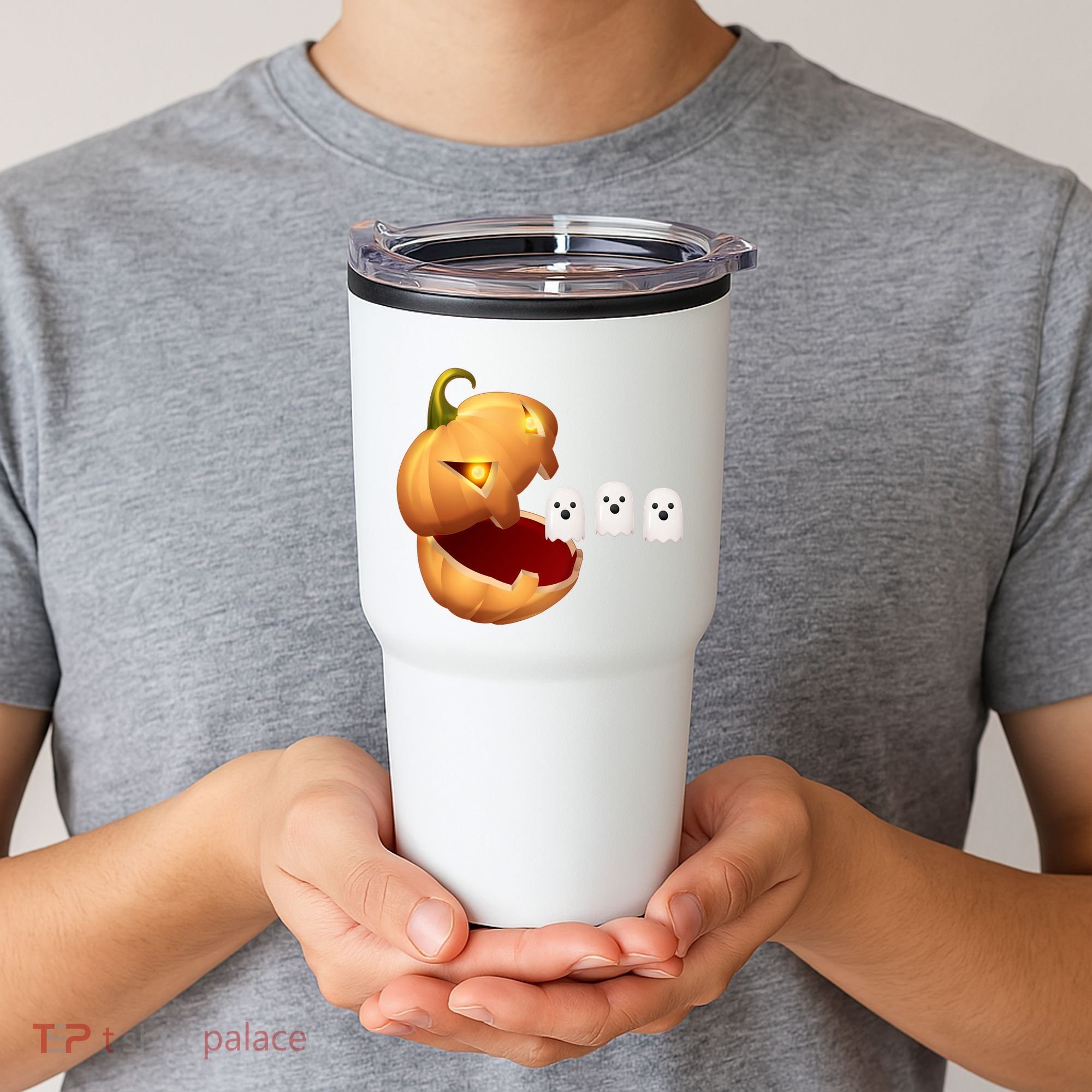 Funny Halloween Pumpkin Eating Ghost Tumbler