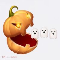 Funny Halloween Pumpkin Eating Ghost Ornament thumb 1