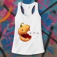 Funny Halloween Pumpkin Eating Ghost Women's Tank Top thumb 3