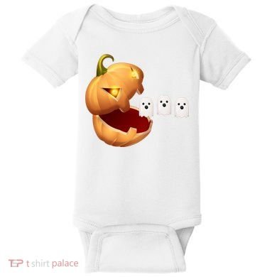 Funny Halloween Pumpkin Eating Ghost Baby Bodysuit
