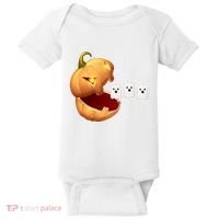 Funny Halloween Pumpkin Eating Ghost Baby Bodysuit thumb 0