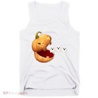 Funny Halloween Pumpkin Eating Ghost Tank Top thumb 0