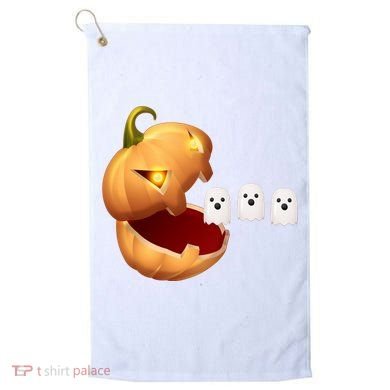 Funny Halloween Pumpkin Eating Ghost Golf Towel