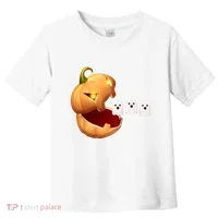 Funny Halloween Pumpkin Eating Ghost Toddler T-Shirt thumb 0