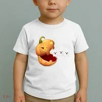 Funny Halloween Pumpkin Eating Ghost Toddler T-Shirt thumb 2