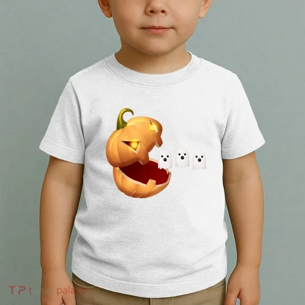 Funny Halloween Pumpkin Eating Ghost Toddler T-Shirt