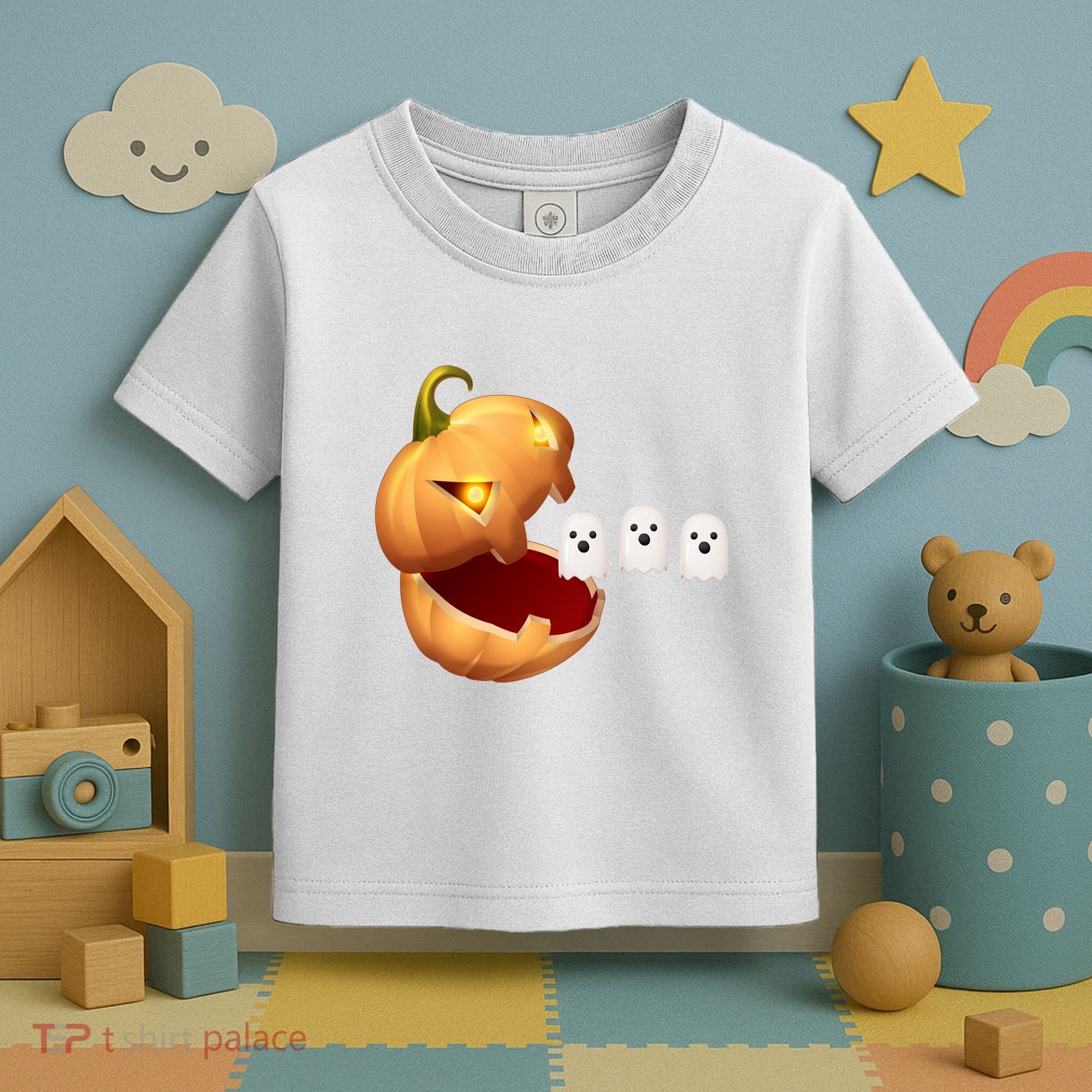 Funny Halloween Pumpkin Eating Ghost Toddler T-Shirt