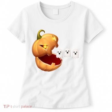 Funny Halloween Pumpkin Eating Ghost Women's T-Shirt