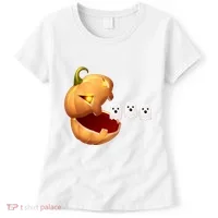 Funny Halloween Pumpkin Eating Ghost Women's T-Shirt thumb 0
