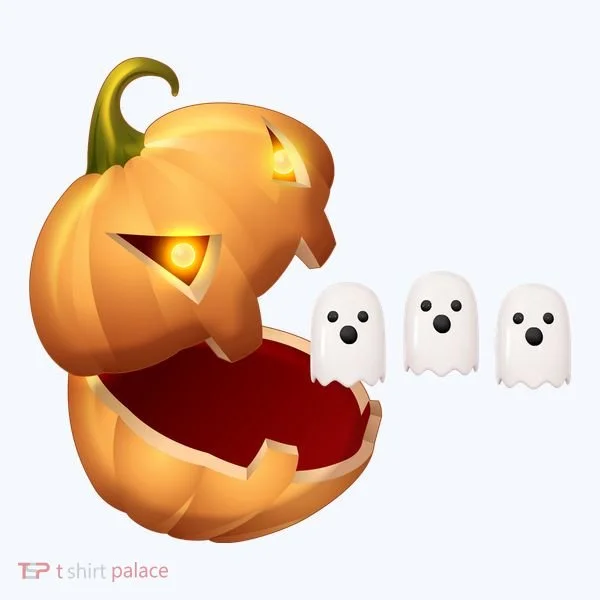 Funny Halloween Pumpkin Eating Ghost Women's T-Shirt