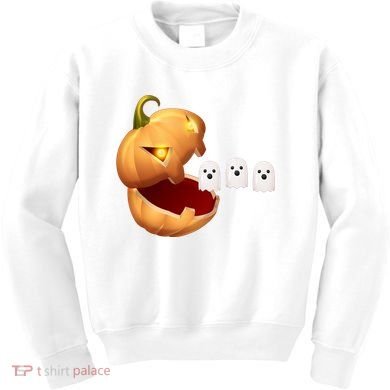 Funny Halloween Pumpkin Eating Ghost Kids Sweatshirt