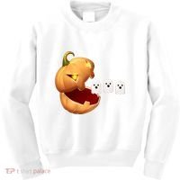 Funny Halloween Pumpkin Eating Ghost Kids Sweatshirt thumb 0