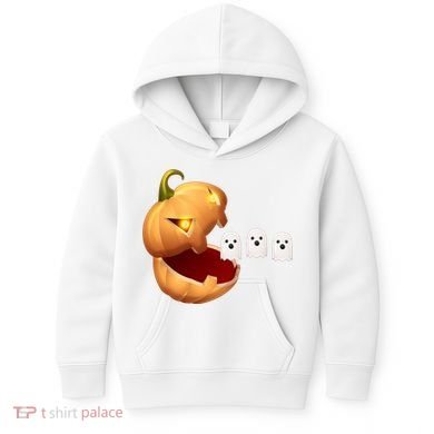 Funny Halloween Pumpkin Eating Ghost Kids Hoodie
