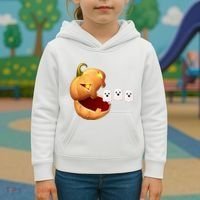 Funny Halloween Pumpkin Eating Ghost Kids Hoodie thumb 3
