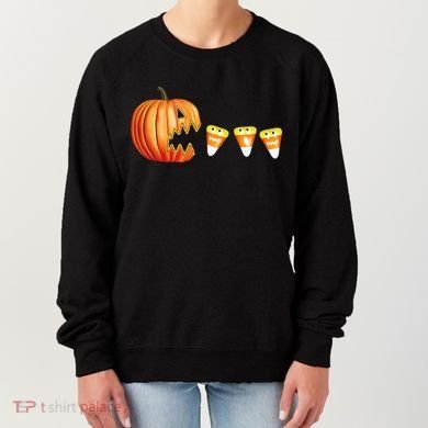 Funny Halloween Pumpkin Jack O Lantern Eating Candy Corn Women's Sweatshirt