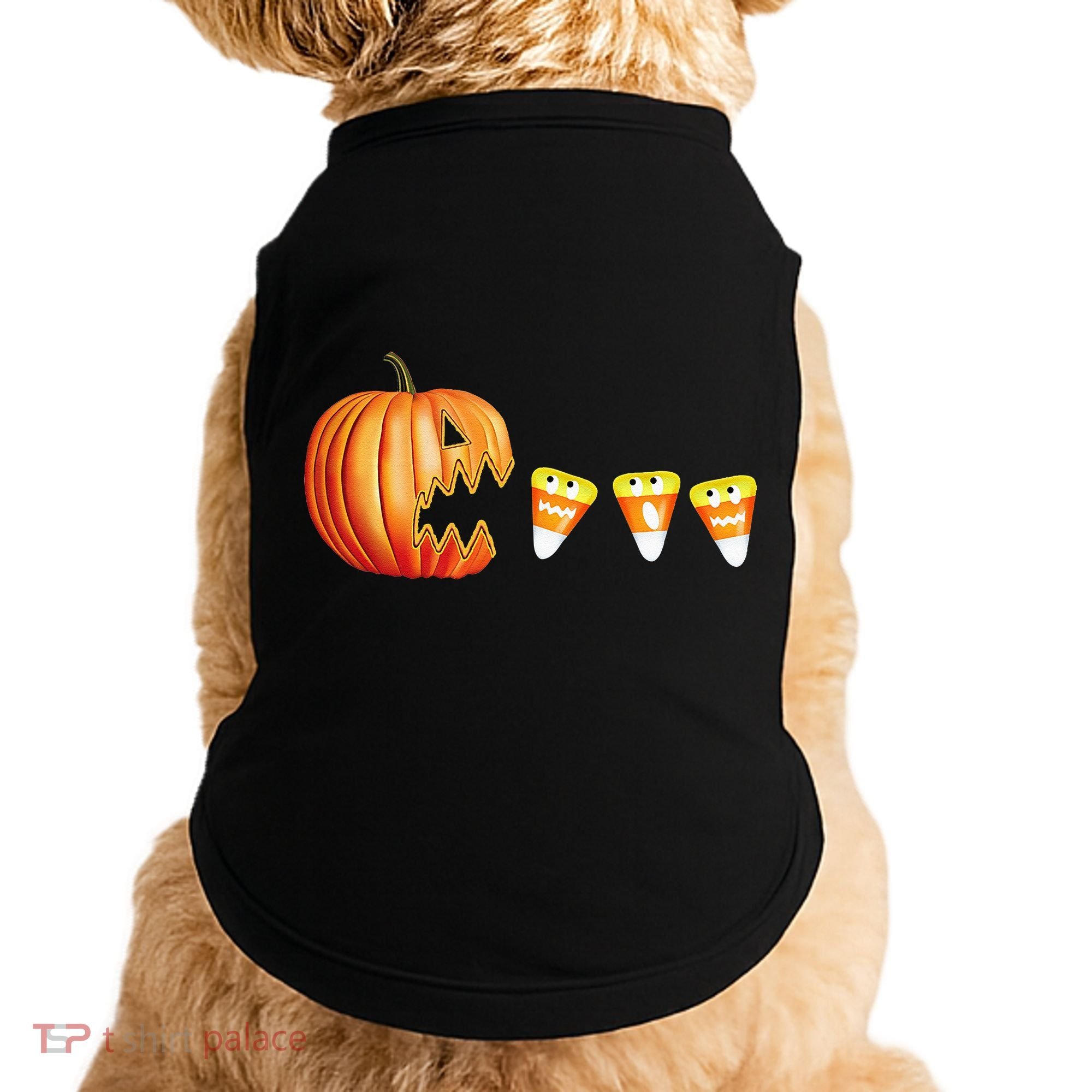 Funny Halloween Pumpkin Jack O Lantern Eating Candy Corn Doggie Tank