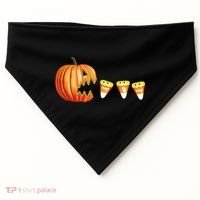 Funny Halloween Pumpkin Jack O Lantern Eating Candy Corn USA-Made Doggie Bandana thumb 0