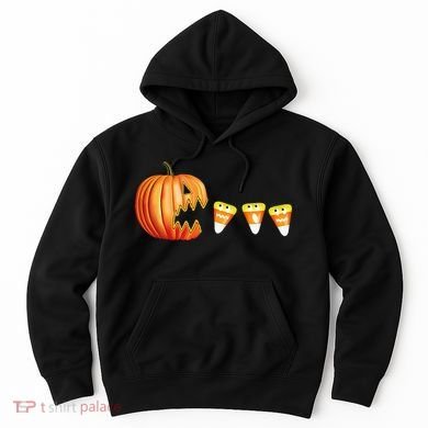 Funny Halloween Pumpkin Jack O Lantern Eating Candy Corn Hoodie