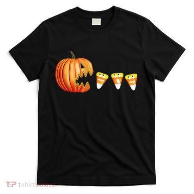 Funny Halloween Pumpkin Jack O Lantern Eating Candy Corn T-Shirt