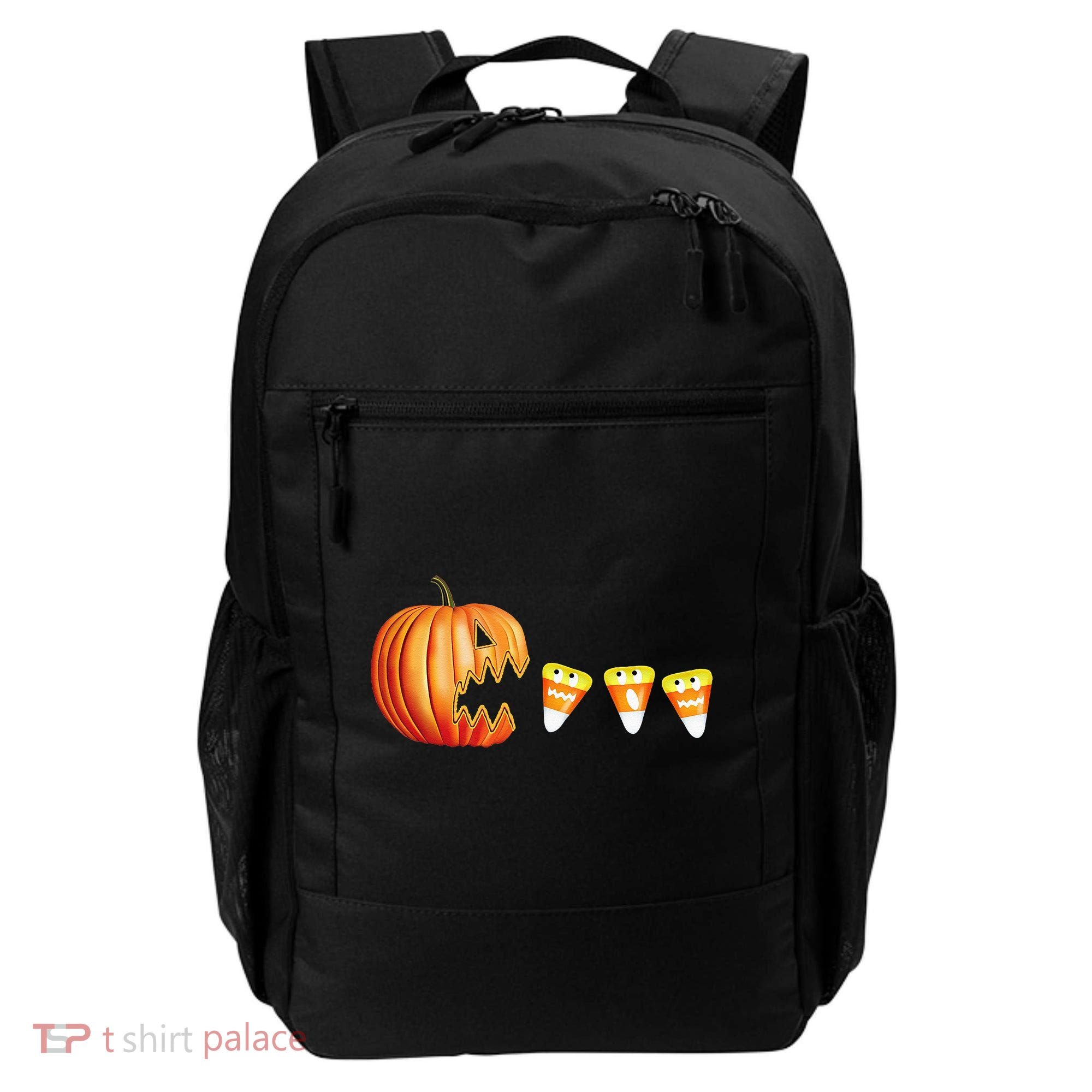 Funny Halloween Pumpkin Jack O Lantern Eating Candy Corn Backpack