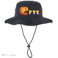 Funny Halloween Pumpkin Jack O Lantern Eating Candy Corn Bucket Hat thumb 0