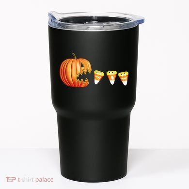 Funny Halloween Pumpkin Jack O Lantern Eating Candy Corn Tumbler