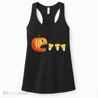Funny Halloween Pumpkin Jack O Lantern Eating Candy Corn Women's Tank Top thumb 0
