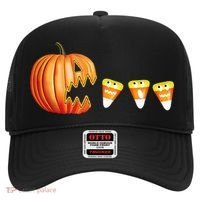 Funny Halloween Pumpkin Jack O Lantern Eating Candy Corn Hat thumb 0