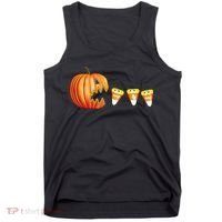 Funny Halloween Pumpkin Jack O Lantern Eating Candy Corn Tank Top thumb 0