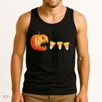 Funny Halloween Pumpkin Jack O Lantern Eating Candy Corn Tank Top thumb 3