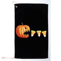 Funny Halloween Pumpkin Jack O Lantern Eating Candy Corn Golf Towel thumb 0