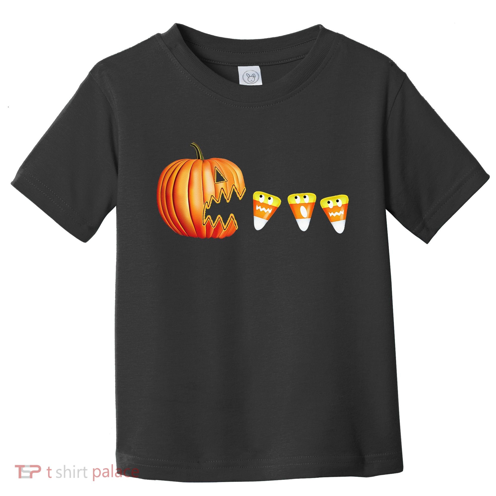 Funny Halloween Pumpkin Jack O Lantern Eating Candy Corn Toddler T-Shirt