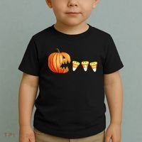Funny Halloween Pumpkin Jack O Lantern Eating Candy Corn Toddler T-Shirt thumb 2