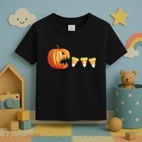 Funny Halloween Pumpkin Jack O Lantern Eating Candy Corn Toddler T-Shirt thumb 3