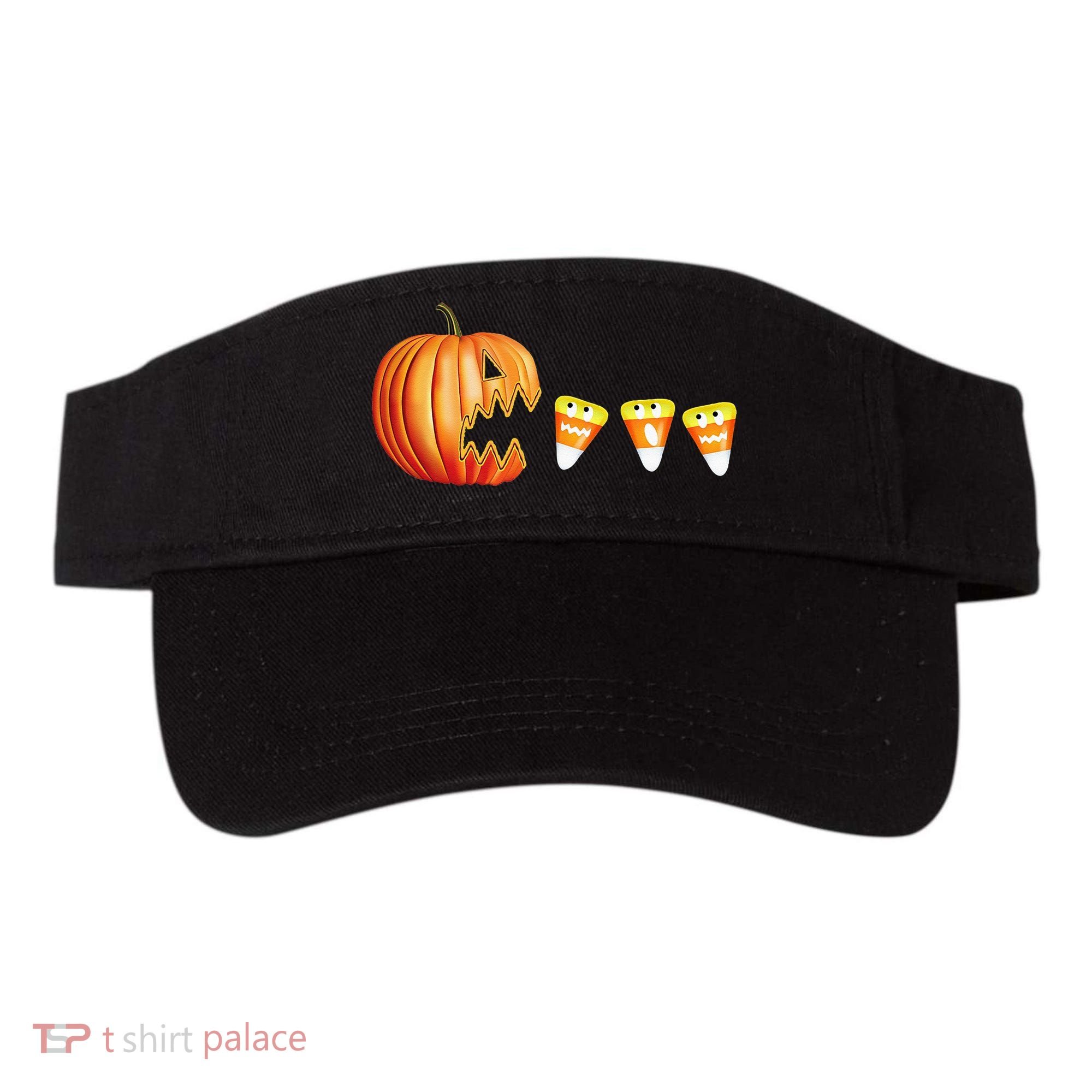 Funny Halloween Pumpkin Jack O Lantern Eating Candy Corn Visor