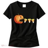 Funny Halloween Pumpkin Jack O Lantern Eating Candy Corn Women's T-Shirt thumb 0
