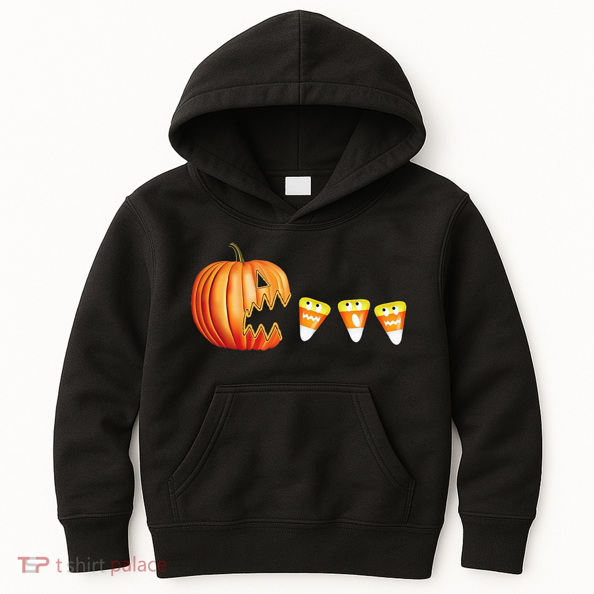 Funny Halloween Pumpkin Jack O Lantern Eating Candy Corn Kids Hoodie