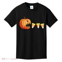 Funny Halloween Pumpkin Jack O Lantern Eating Candy Corn Kids T-Shirt thumb 0