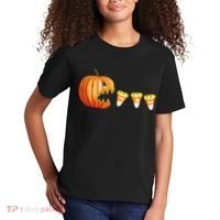 Funny Halloween Pumpkin Jack O Lantern Eating Candy Corn Kids T-Shirt thumb 2