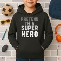 Funny Halloween Pretend I'm A Superhero Costume Kids Hoodie thumb 2