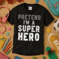 Funny Halloween Pretend I'm A Superhero Costume Kids T-Shirt thumb 3