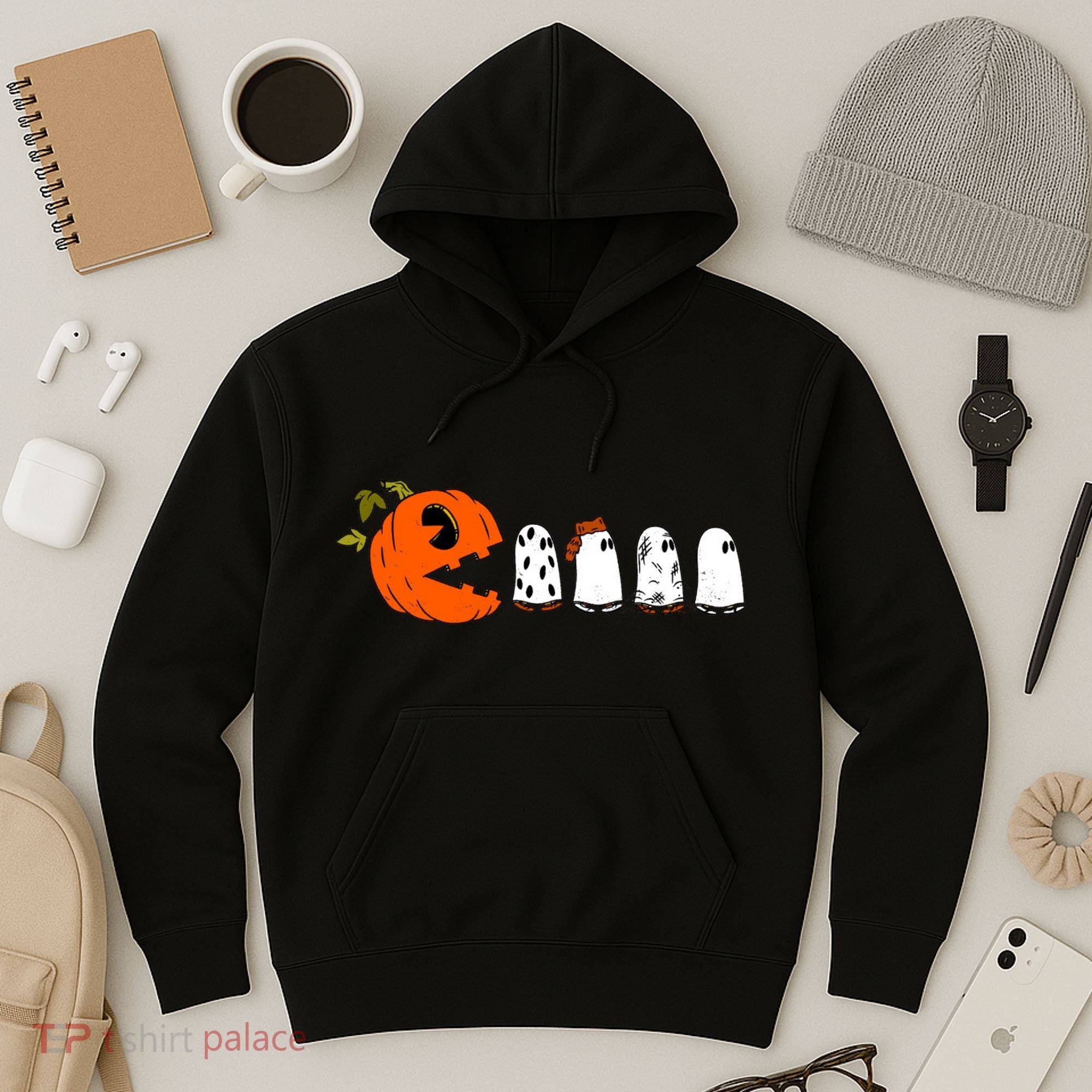Funny Halloween Pumpkin Ghosts Retro Gamer Hoodie
