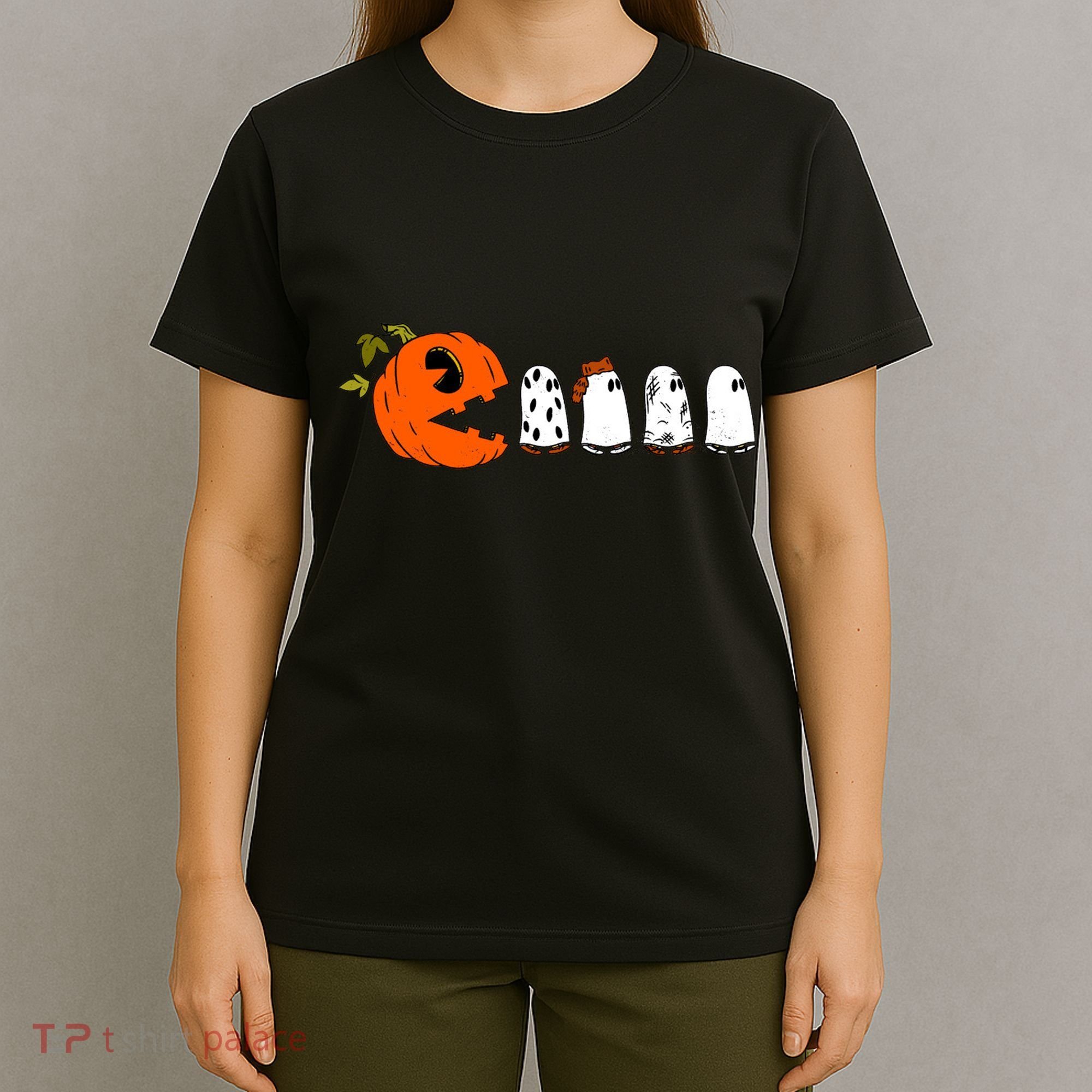 Funny Halloween Pumpkin Ghosts Retro Gamer T-Shirt