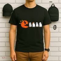 Funny Halloween Pumpkin Ghosts Retro Gamer T-Shirt thumb 6