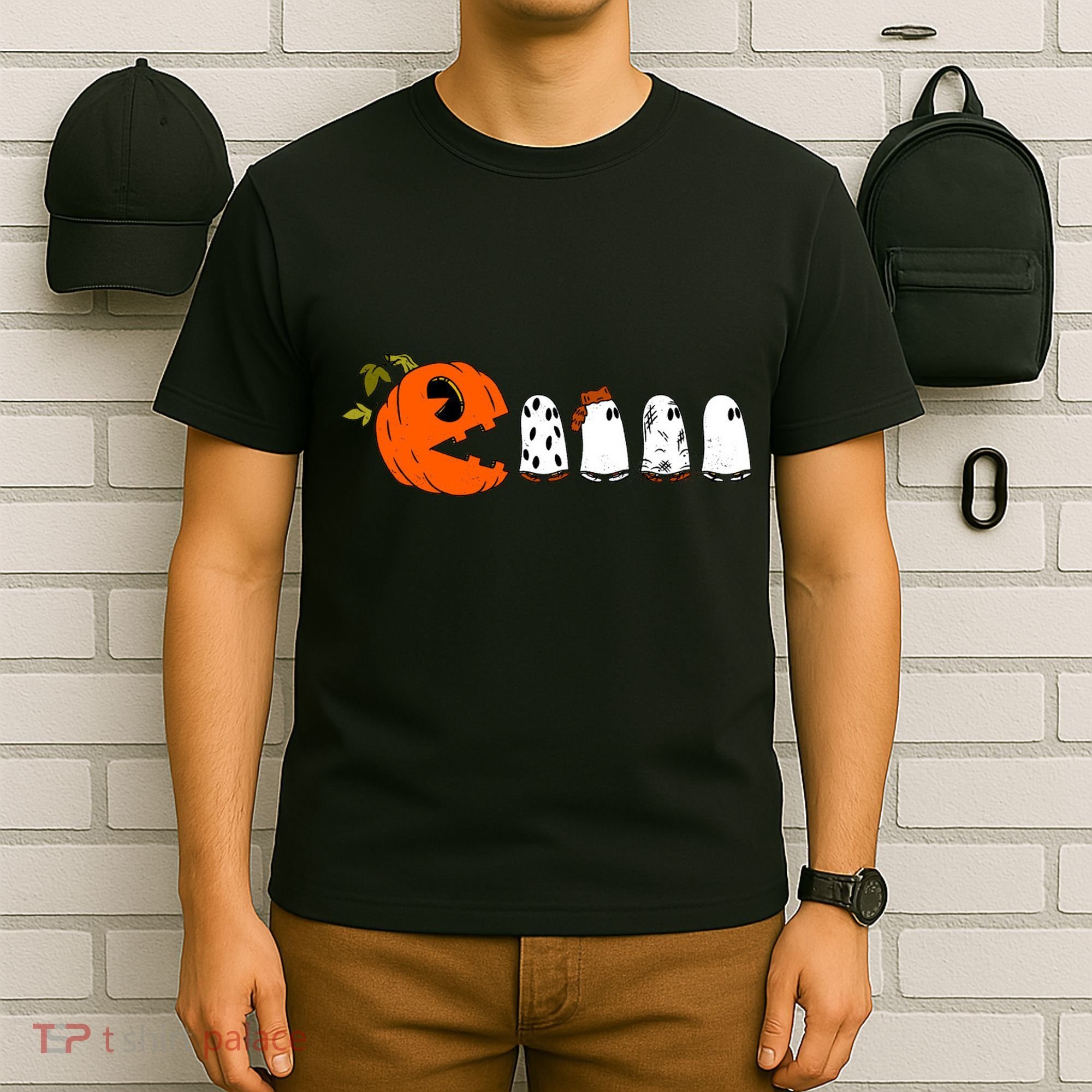 Funny Halloween Pumpkin Ghosts Retro Gamer T-Shirt
